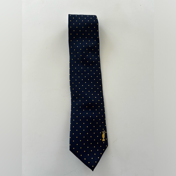 The Open Branded Necktie in Navy and Gold : 100% Silk : 2013 - Picture 2 of 4